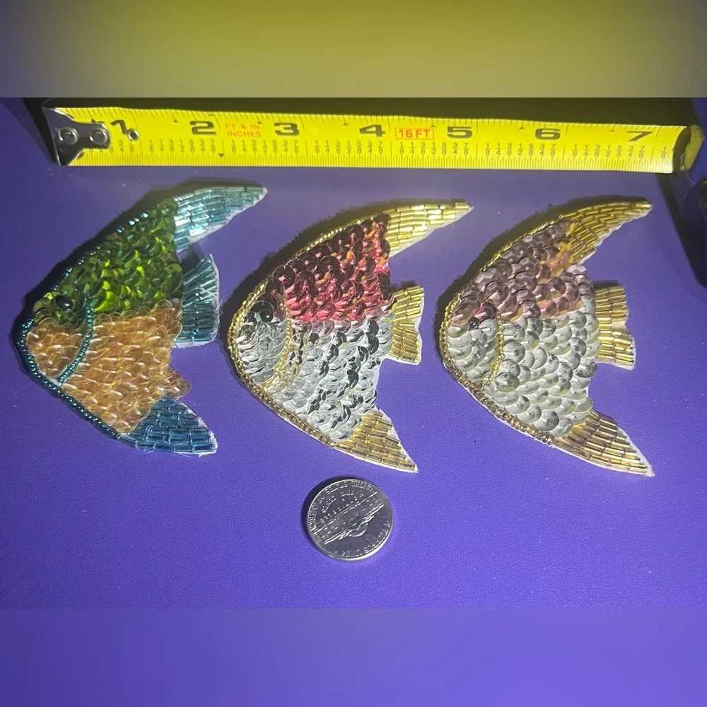 3 Colorful Sequin Fish Appliqués
